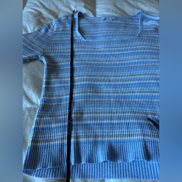 American Eagle Outfitters Blue and Tan Ribbed Top square neck - Picture 5 of 6